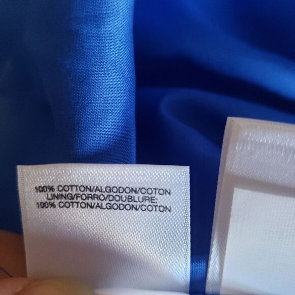 Anne Klein Cotton Tie Waist Fit & Flare Printed Sleeveless Dress Blue White 10P - Picture 12 of 14